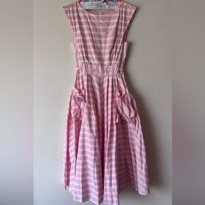 Vintage 80s Karen Alexander Saks Fifth Avenue Pink White Stripe cotton Dress